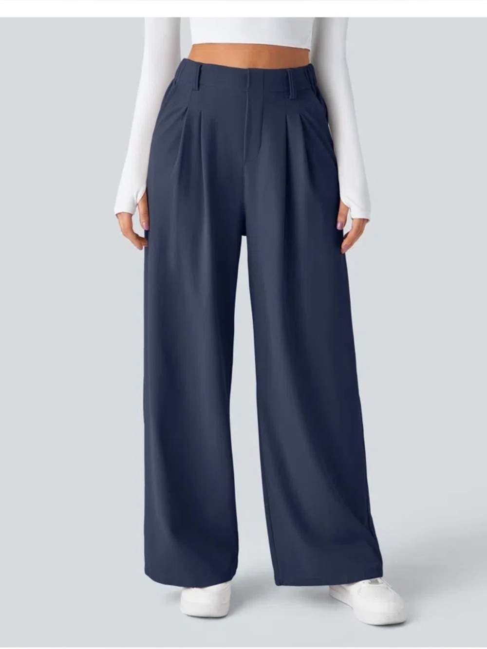 NWT Halara Flex High Waisted Pocket Wide Leg Waffle Work Pants Minimalist Casual